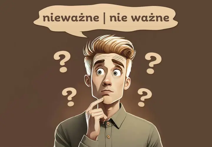 Zamyślony mężczyzna otoczony znakami zapytania, zastanawia się, czy coś jest nieważne, czy nie ważne.