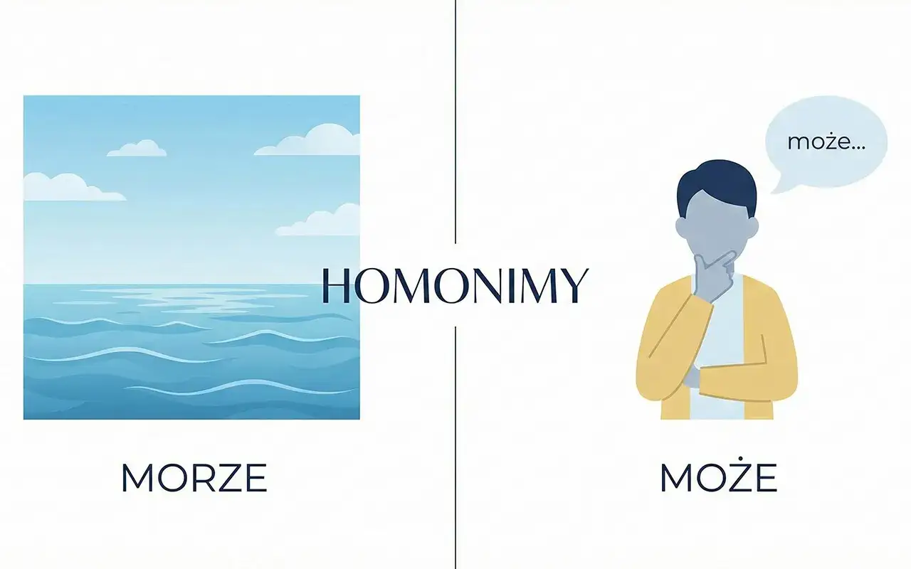 Ilustracja pokazuje morze i myślącą postać, która zastanawia się nad słowami 